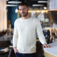 Aran Woollen Mills Crew Neck Ecru Sweater