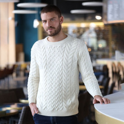 Aran Woollen Mills Crew Neck Ecru Sweater