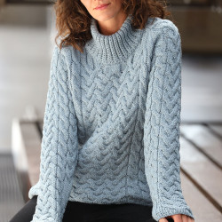 Aran Woollen Mills Blue Glacier High Neck Sweater