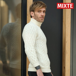 Aran Woolen Mills Ecru Turtleneck Sweater