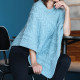 Poncho Torsades Bleu Glacier Aran Woollen Mills