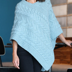 Aran Woolen Mills Ice Blue Twisted Poncho
