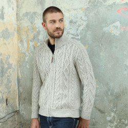 Inis Crafts Heather Beige Zipped Cardigan