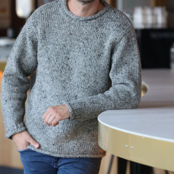 Aran Woolen Mills Heather Gray Donegal Sweater