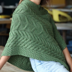 Twisted Green Poncho Aran Woollen Mills