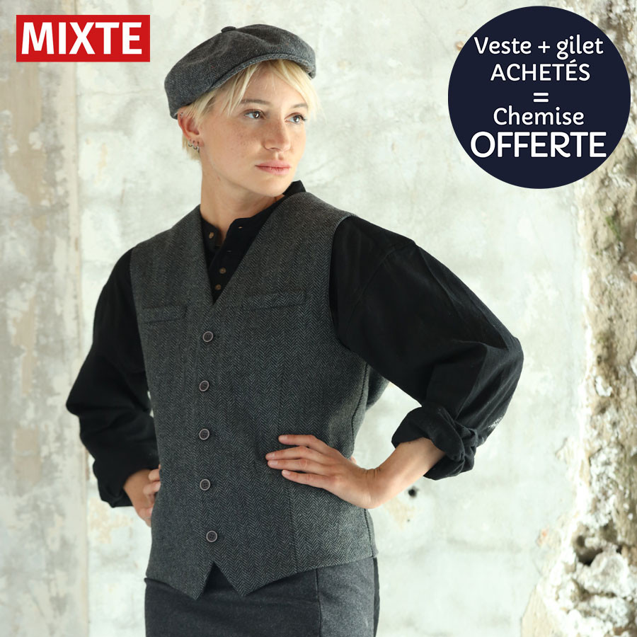Gilet Laine Melangee Gris Emerald Isle Weaving Gilets en laine Le Comptoir Irlandais