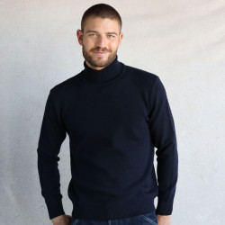 Pull Col Roulé Laine Extra-fine Marine Best Yarn