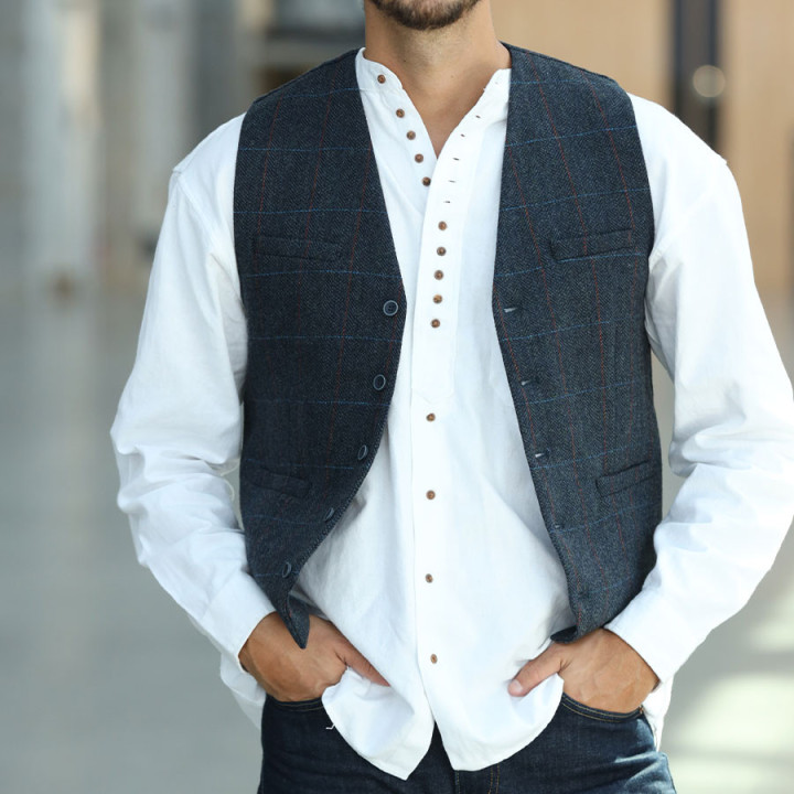 Gilet laine melangee carr navy