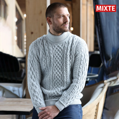Grey knit turtleneck sweater outlet