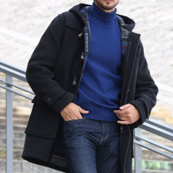 Pull Col Roulé Lambswool Bleu Best Yarn