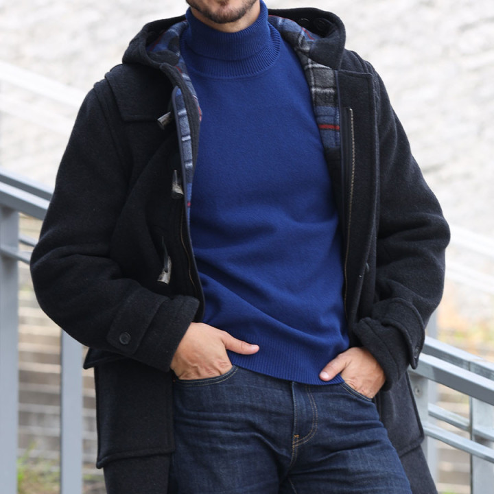 Best Yarn Blue Lambswool Turtleneck Sweater