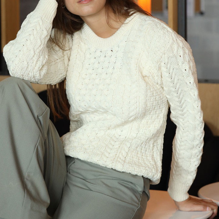 Aran Woollen Mills Aran Merino Ecru Sweater