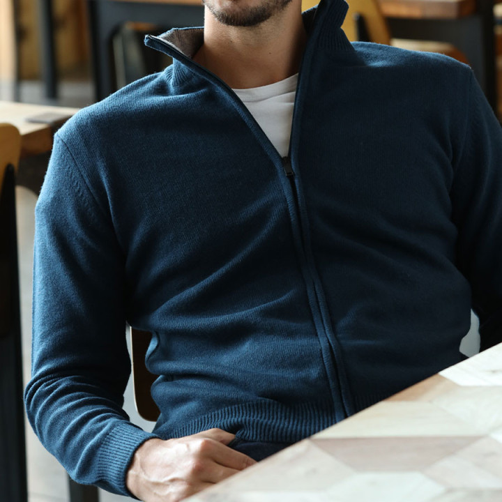 Best Yarn Blue Zip Vest