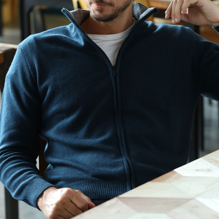 Best Yarn Blue Zip Vest