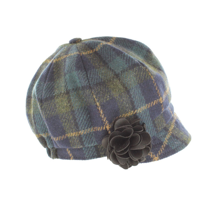 Casquette Tweed Irlandaise Verte et Bleue Mucros Weavers