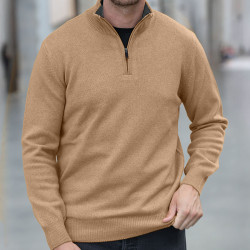 Pull Col 1/2 Zip Beige Best Yarn