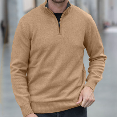 Pull Col 1/2 Zip Beige Best Yarn