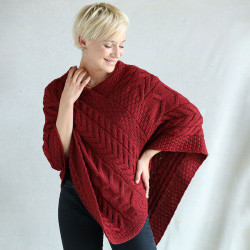 Aran Woollen Mills Twisted Red Supersoft Poncho