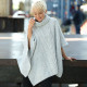 Aran Woollen Mills Grey Roll Neck Supersoft Poncho