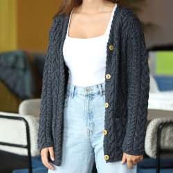 Aran Woollen Mills Merino Anthracite Cardigan