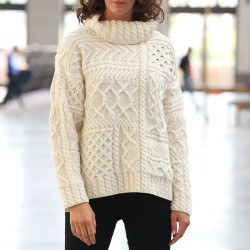 Aran Woollen Mills Ecru Roll Neck Sweater