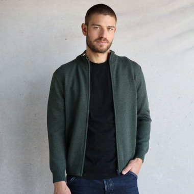 Gilet Zippé vert Foncé Best Yarn