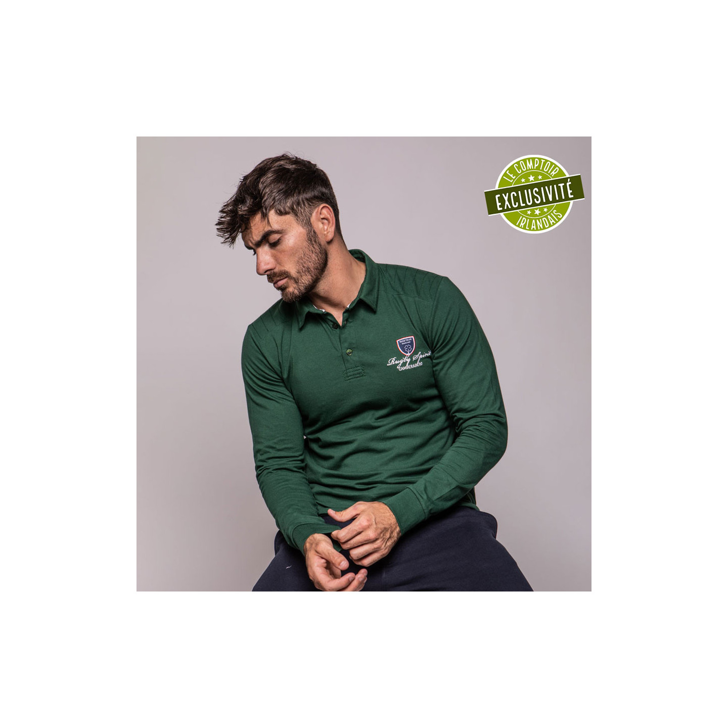 Polo Manches longues Rugby Spirit Bleu Camberabero