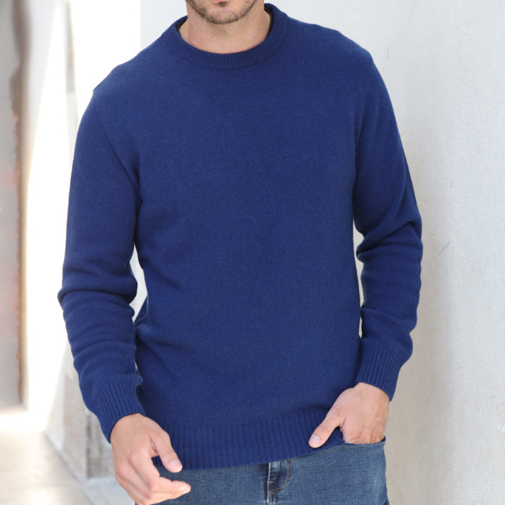 Celtic Alliance Round Neck Blue Lambswool Sweater