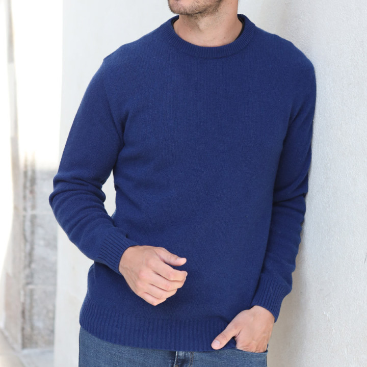 Pull Lambswool Col Rond Bleu Celtic Alliance