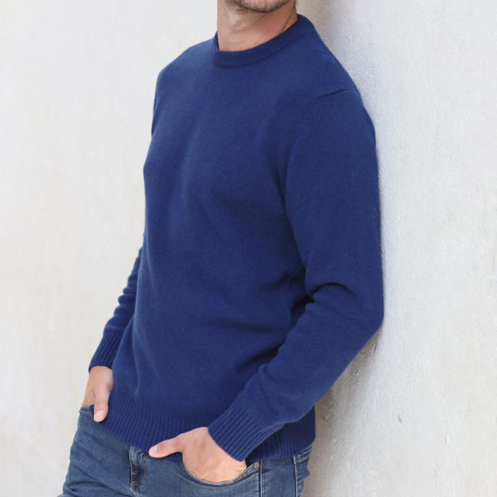 Celtic Alliance Round Neck Blue Lambswool Sweater