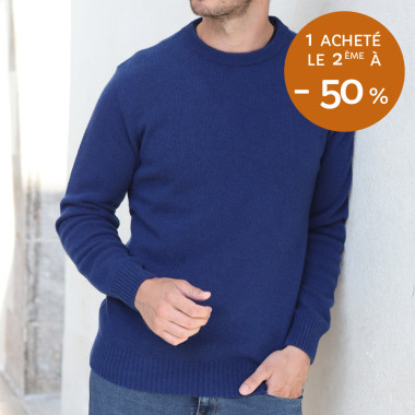 Pull Lambswool Col Rond Bleu Celtic Alliance