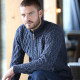Inis Crafts Half-Zipped Heather Blue Sweater