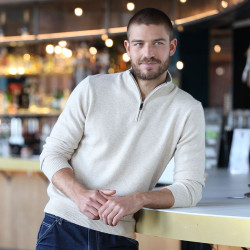 Best Yarn Beige 1/2 Zip Collar Sweater