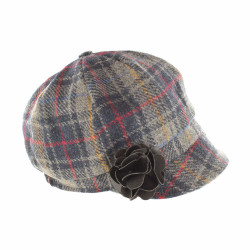 Casquette Tweed Irlandaise Gris & Rouge Mucros Weavers