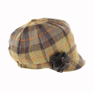 Mucros Weavers Irish Tweed Brown & Orange Cap