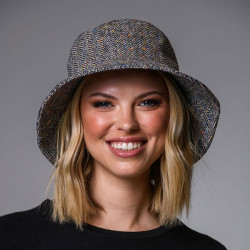 Chapeau Erin Tweed Noir et Blanc Mucros Weavers