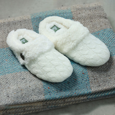Chaussons Maille Blanc Aran Woolen Mills