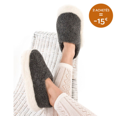 Chaussons siberian laine gris