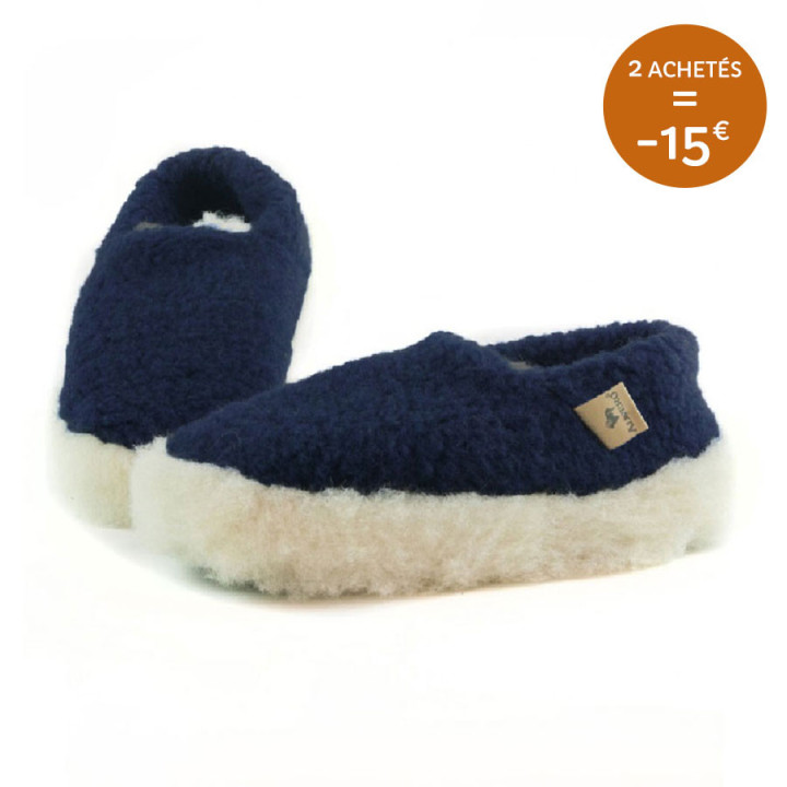 Alwero Dark Blue Siberian Wool Slippers