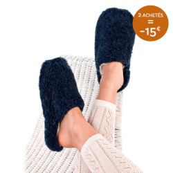 Chaussons Basic Laine Bleu Nuit Alwero