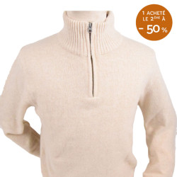 Pull Col Demi Zip Beige Chiné Celtic Alliance.