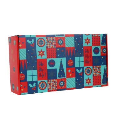 Valise mosaique festive vert rouge or petit 33x18.5x9.5cm