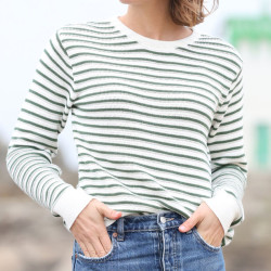 Pull Fiona Rayé Écru-Vert Out Of Ireland