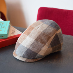 Casquette evan carreaux beige