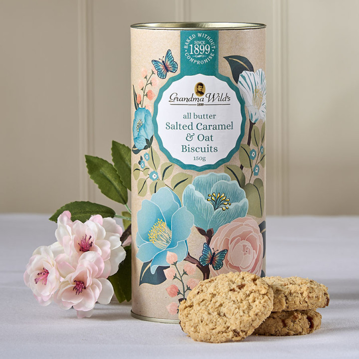 Tube all butter salted caramel & oat biscuits 150g