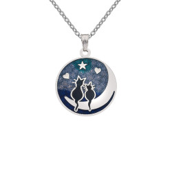 Collier love cats bleu