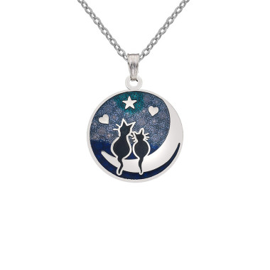 Collier love cats bleu