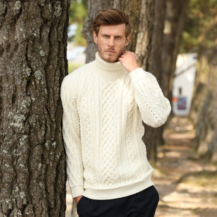 Aran Woolen Mills Ecru Turtleneck Sweater