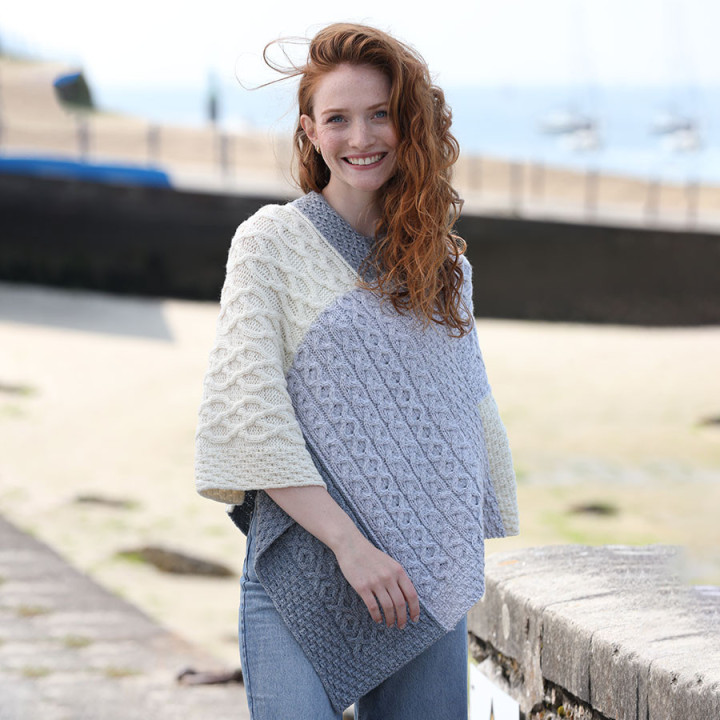 Aran Woollen Mills Twisted Patchwork Supersoft Poncho
