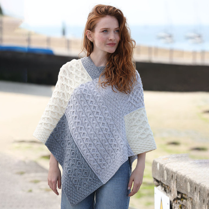 Aran Woollen Mills Twisted Patchwork Supersoft Poncho